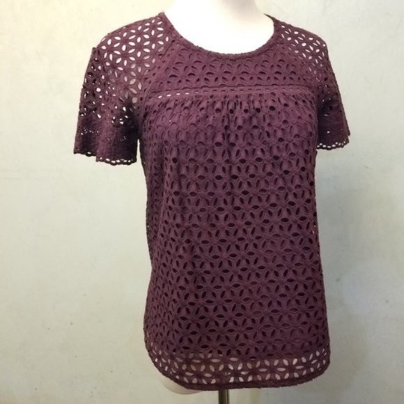J. Crew Eyelet purple Top size 00 (H6) - Picture 5 of 8